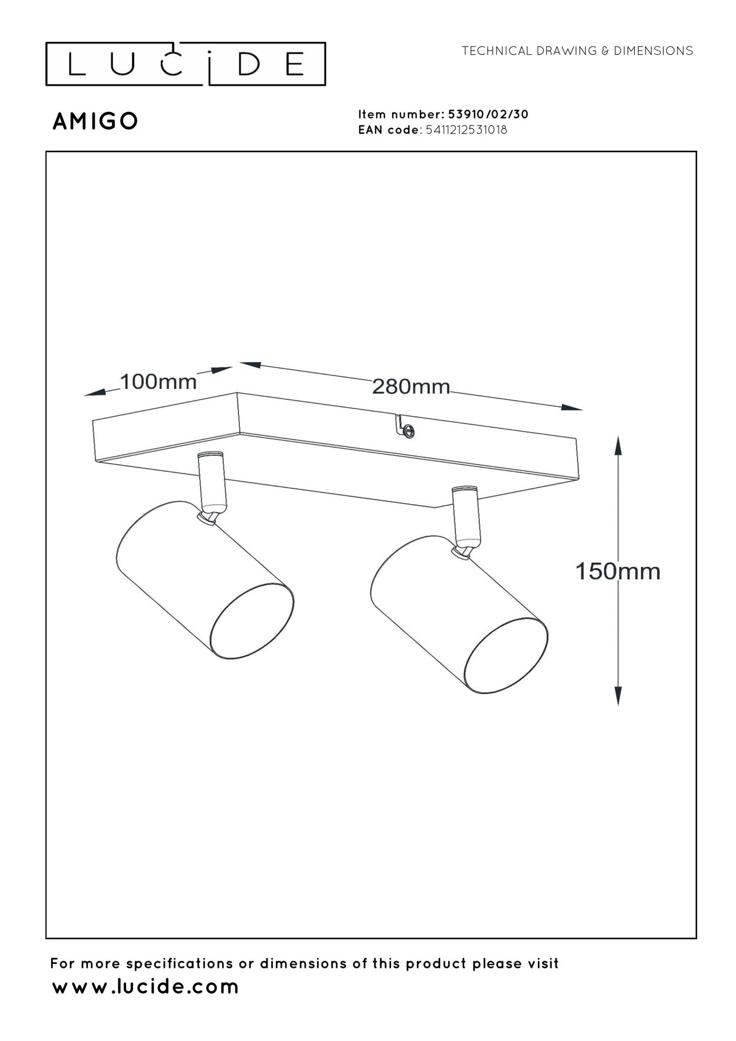 AMIGO Plafondspot-Zwart-2xGU10-40W-Metaal - Afbeelding 8