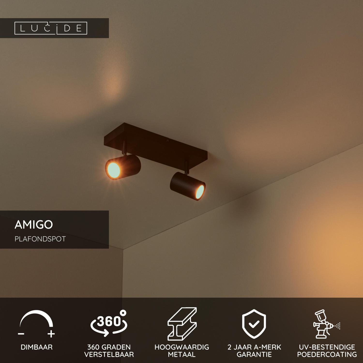 AMIGO Plafondspot-Zwart-2xGU10-40W-Metaal - Afbeelding 3